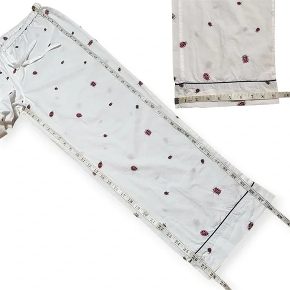 Printfresh + Anthropologie Organic Cotton Embroidery Ladybug Long PJ Set Sz M - Picture 11 of 15